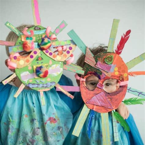 Making Cardboard Masks With Kids So Colorful And Creative