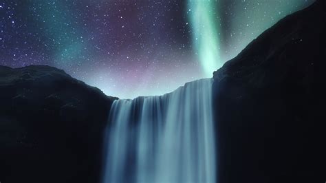 2560x1440 Waterfall Aurora Northern Lights 4k 1440p Resolution Hd 4k