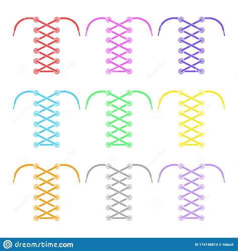 Set Of Colored Shoelace On White Background Stock Vector Illustration