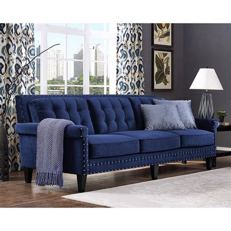 Blue & white decorating ideas. Jonathan Navy Velvet Sofa - TOV-S77 | Blue sofa living ...