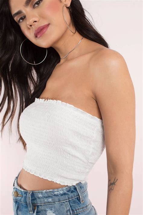 cute white crop top strapless top white top white crop top 36 tobi us