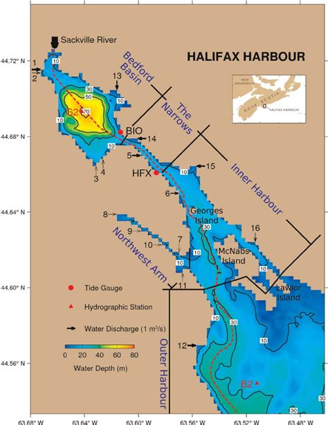Bathymetry And Geographic Features Of Halifax Harbour And Adjacent
