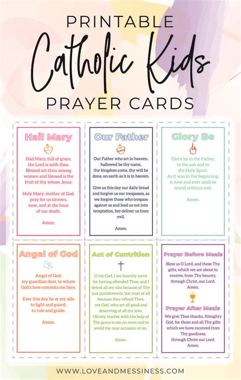 Inspire Young Hearts With Printable Catholic Kids Prayer Cards