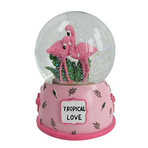 Valentine Souvenir Glitter Water Ball Resin Flamingo Snow Globe China