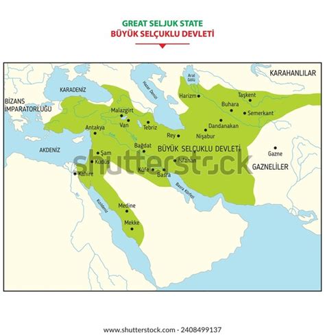 Map Borders Great Seljuk State Stock Vector Royalty Free 2408499137