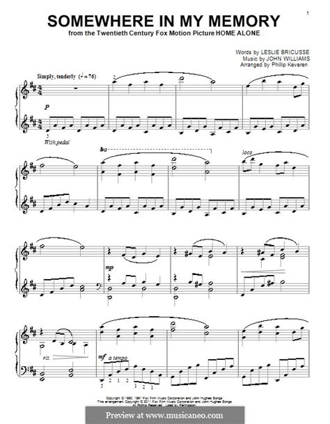 Somewhere In My Memory By J Williams Sheet Music On Musicaneo