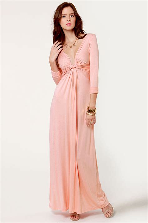 Cute Pink Dress Maxi Dress Long Sleeve Dress 4000