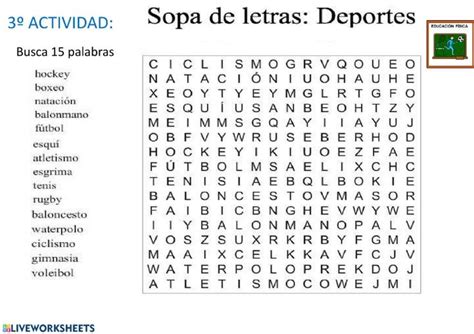 Ejercicio De Sopa De Letras Deporte Clases De Educación Física Sopa