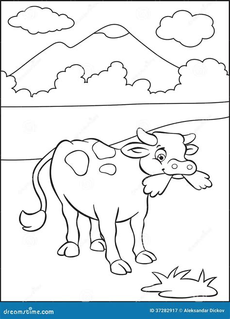 Dibujo De Una Vaca Comiendo Pasto Para Colorear