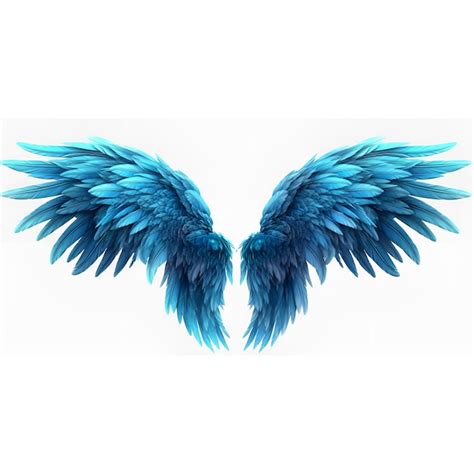 Premium Ai Image Blue Glowing Angel Wings With Metal Shine And Shadow