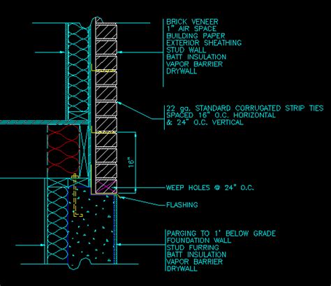 Typical Concrete Foundation Wall Brick Support Detail DWG Detail For AutoCAD Designs CAD