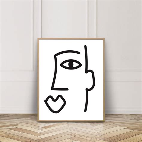 Abstract Face Picasso Style Art Print Black And White Digital Art