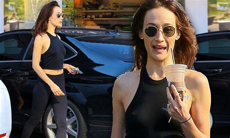Maggie Q Flashes Flat Stomach In Teeny Crop Top And Leggings Daily
