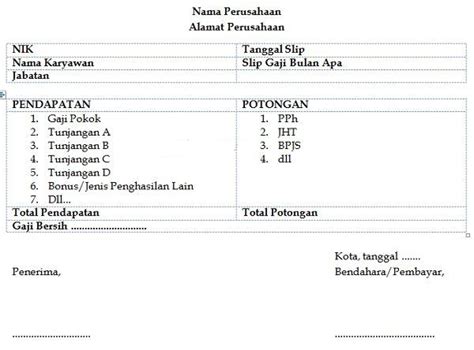 Berikut ini ialah sebuah co. Keterangan Gaji Guru Honor Microsoft Word : 10 Contoh Slip ...