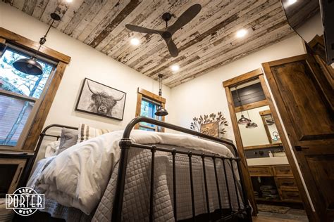 Speckled White Bedroom Ceiling Porter Barn Wood