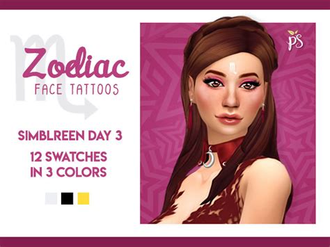 Zodiac Face Tattoos Peachiiesims On Patreon Sims 4 Tattoos Makeup Cc