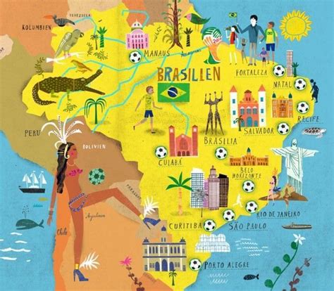 Pin By Kirra Van Buskirk On Geography Illustrated Map Brazil Map