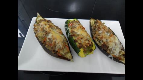 Berenjena Rellena Y Calabacin Relleno De Carne Picada Y De Verduras