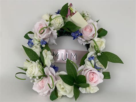 Artificial Round Funeral Wreath Mixed Flowers Funeral Tributes