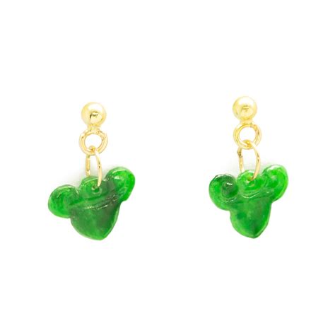 Carved Natural Jadeite Jade 18k Yellow Gold Dangle Drop Earrings Intini Jewels For Sale At