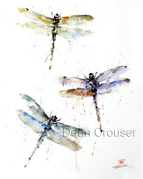 Dragonfly Dragonflies Watercolor Insect Print By Dean Etsy