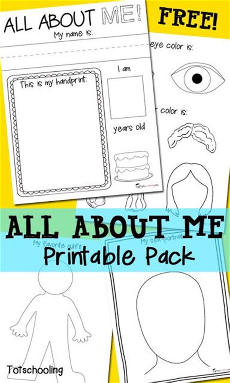 All About Me Free Printable Pack All About Me Portrait And In The