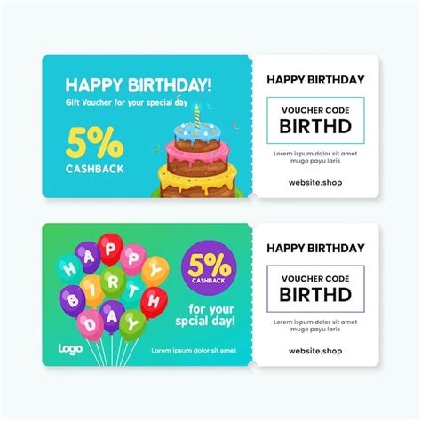 Happy Birthday T Voucher Card Template Premium Vector