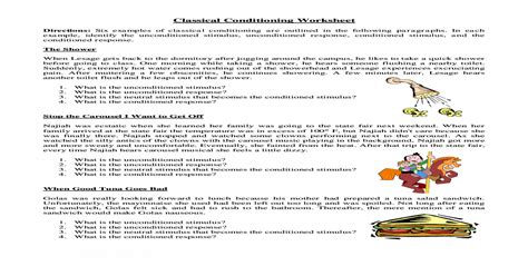 Classical Conditioning Worksheet - Dearborn Public ?· Classical Conditioning Worksheet Directions:…