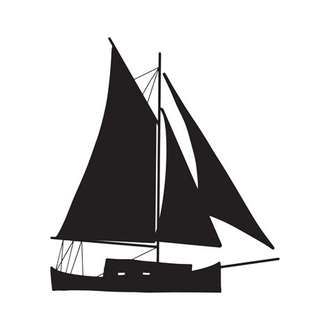 Fishing boat black silhouette. Small ships in flat design. Kid toy