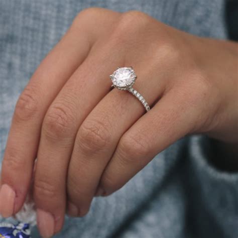 2 Carat Round Cut Engagement Ring Hidden Halo Ring Art Deco Etsy