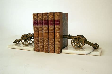 Brass And Marble Cannon Bookends At 1stdibs