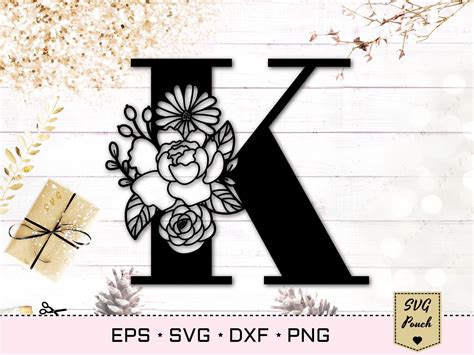 Download Floral letter K svg, Flower K font svg, Floral letters svg, Monogram font svg, Floral alphabet ...