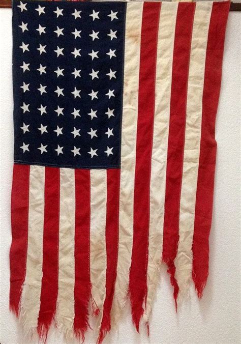 48 Star Tattered American Flag Unique Piece Of By Rustedfinchroad 48