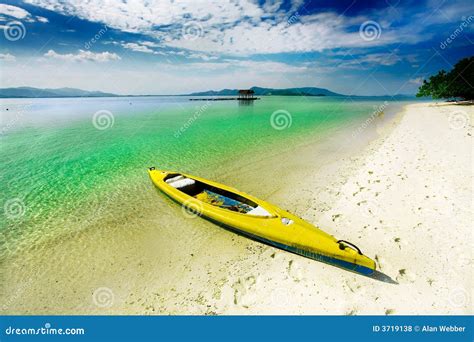 Kayak in paradise stock photo. Image of canoe, green, horizon - 3719138