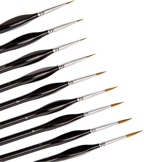 Detail Paint Brush Set 9pcs Professional Fine Tip Paint Brushes