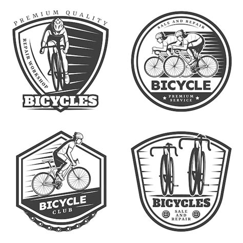 Free Vector Vintage Sport Cycling Emblems Set