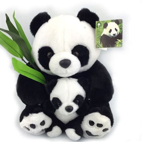 Bstaofy Dropshipping 30cm Sitting Mother And Baby Panda Plush Toys