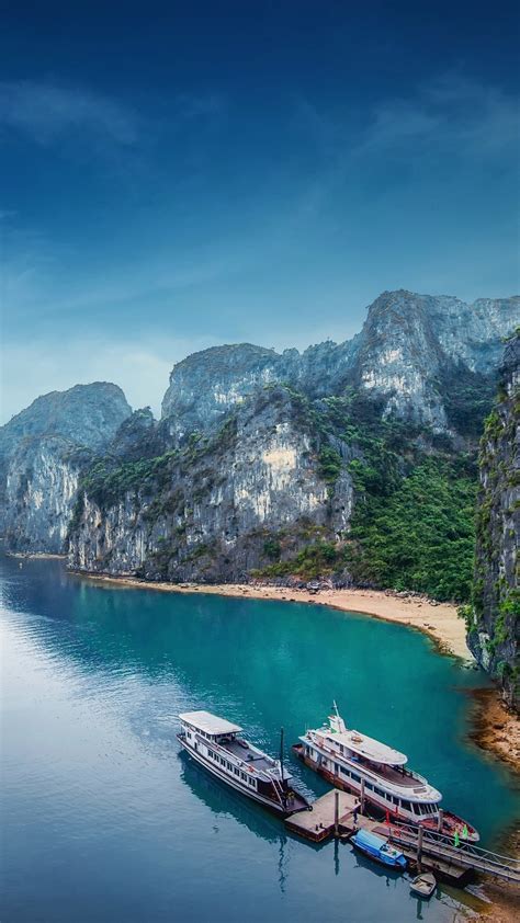 1080x1920 1080x1920 Ha Long Bay Boats Lake Mountains Nature Hd