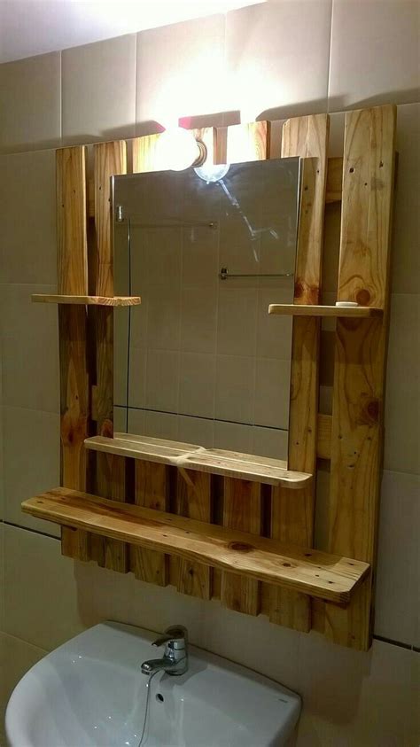 Wood Pallete Project Bathroom Mirror Decoractive Frame Diy Bathroom