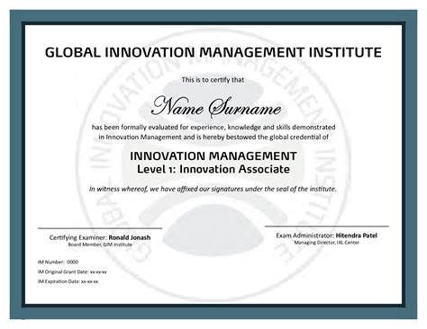 Level 1 Certificate Global Innovation Management Institute Gim