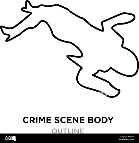 Crime Scene Body Outline On White Background Vector Illustration Stock
