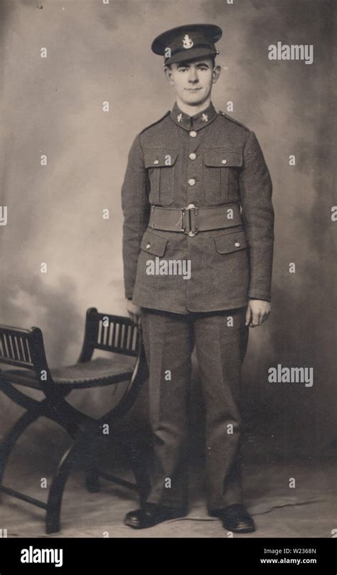 Vintage Studio Photographic Postcard Showing A Proud British Army