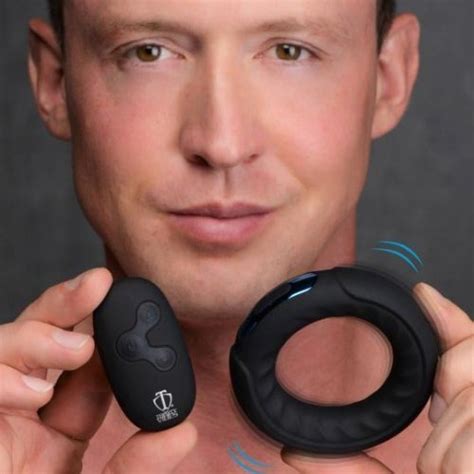 Trinity Vibes Remote Control 7x Rechargeable Silicone Cock Ring Black