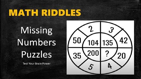 Math Riddles Find The Missing Numbers Logic Math Puzzles
