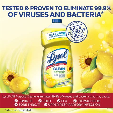 Lysol Multi Surface Cleaner Sanitizing And Disinfecting Pour To Clean And Deodorize Sparkling