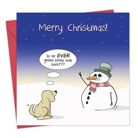 Buy Twizler Merry Christmas Card With Dog And Stick Funny Dog Christmas