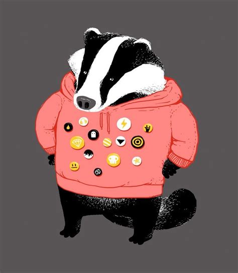 Hoody Badges Badger Badger Illustration Animal Illustration Badger