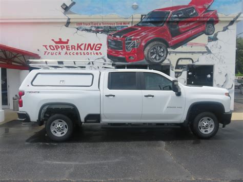 2022 White Chevy Silverado 2500 With Leer 100rcc Topper Topperking