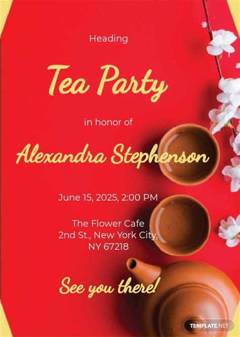 Editable Tea Party Invitation Template Free  Psd