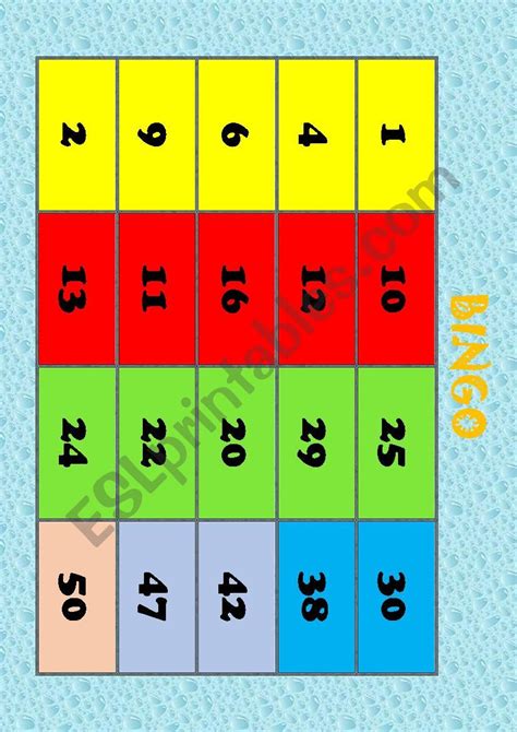 Bingo Numbers Esl Worksheet By Audect